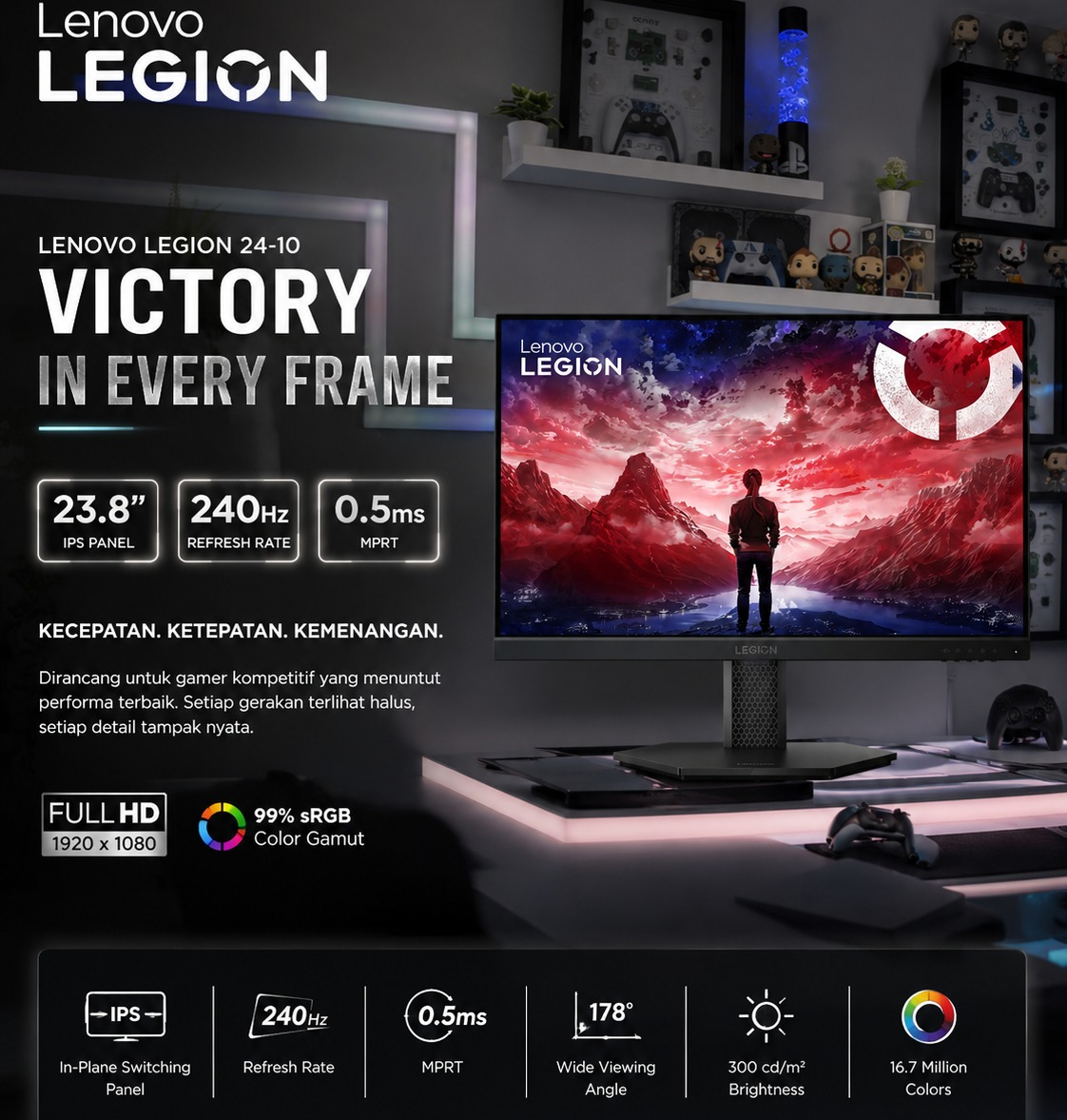 MONITOR LENOVO LEGION 24 INCH 240HZ