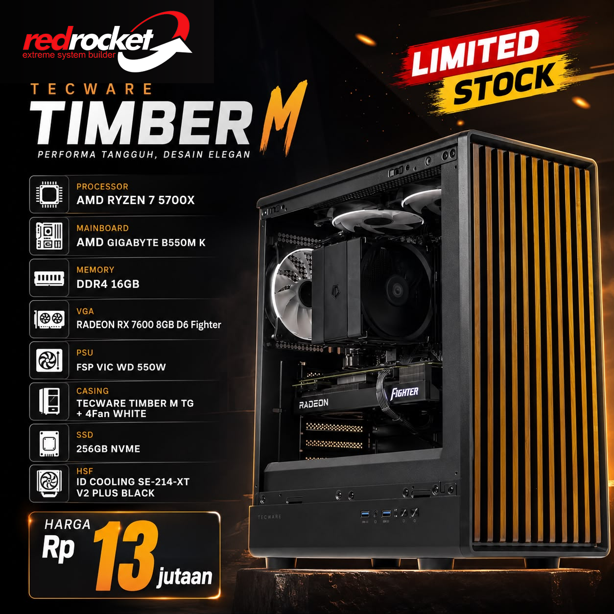 PAKET PC RYZEN 7 5700X & AMD Radeon RX 7600 8GB