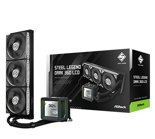 ASROCK STELL LEGEND 360MM DARK LCD AIO LIQUID COOLER